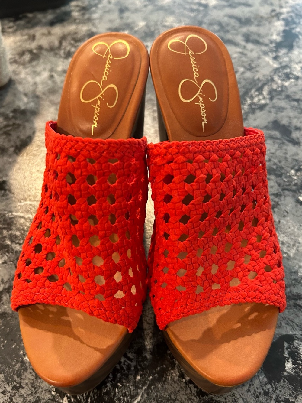 Jessica Simpson Shelby woven platform slide sandals